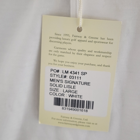 NWT Fairway & Greene White Polo Golf Shirt Men's L - Picture 6 of 8